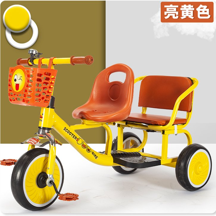 双人三轮车双胞胎宝宝脚踏车户外玩具车可载人
