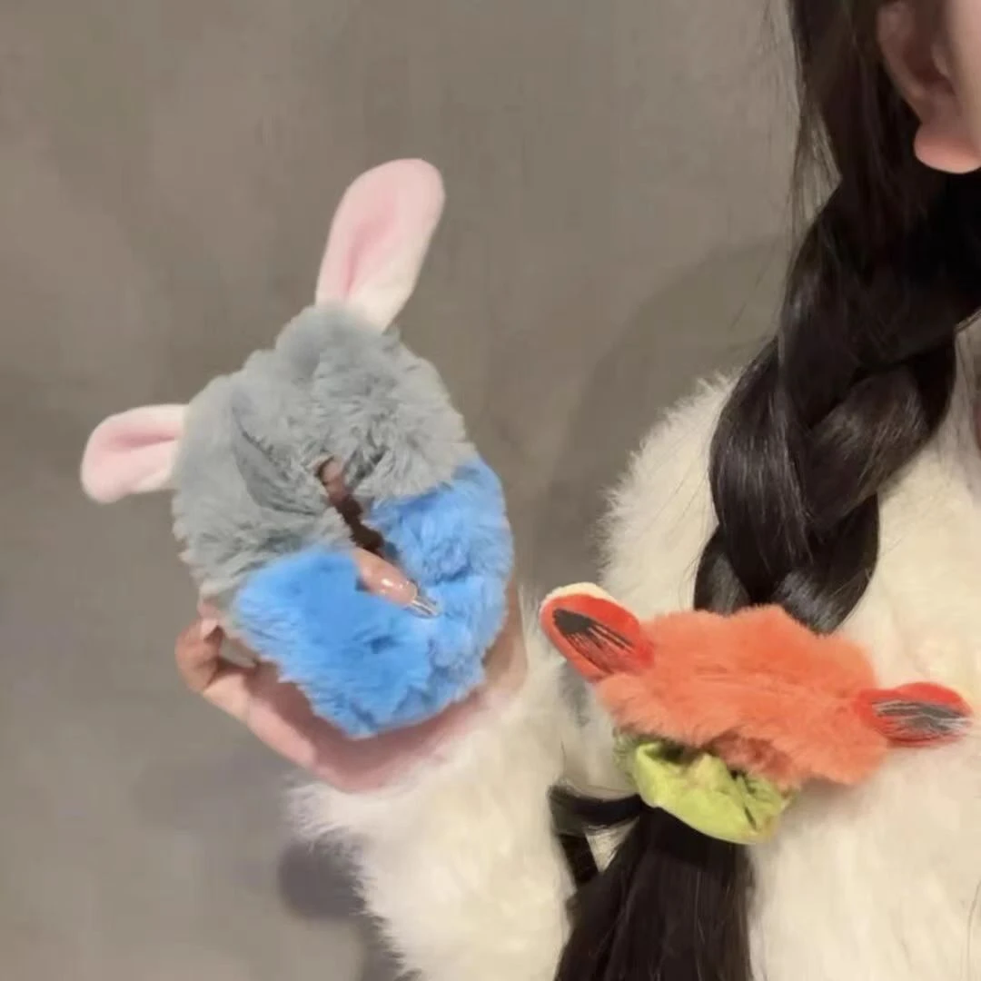 卡通疯狂动物城朱迪尼克毛绒发圈头绳皮筋束发带发饰品可爱发绳