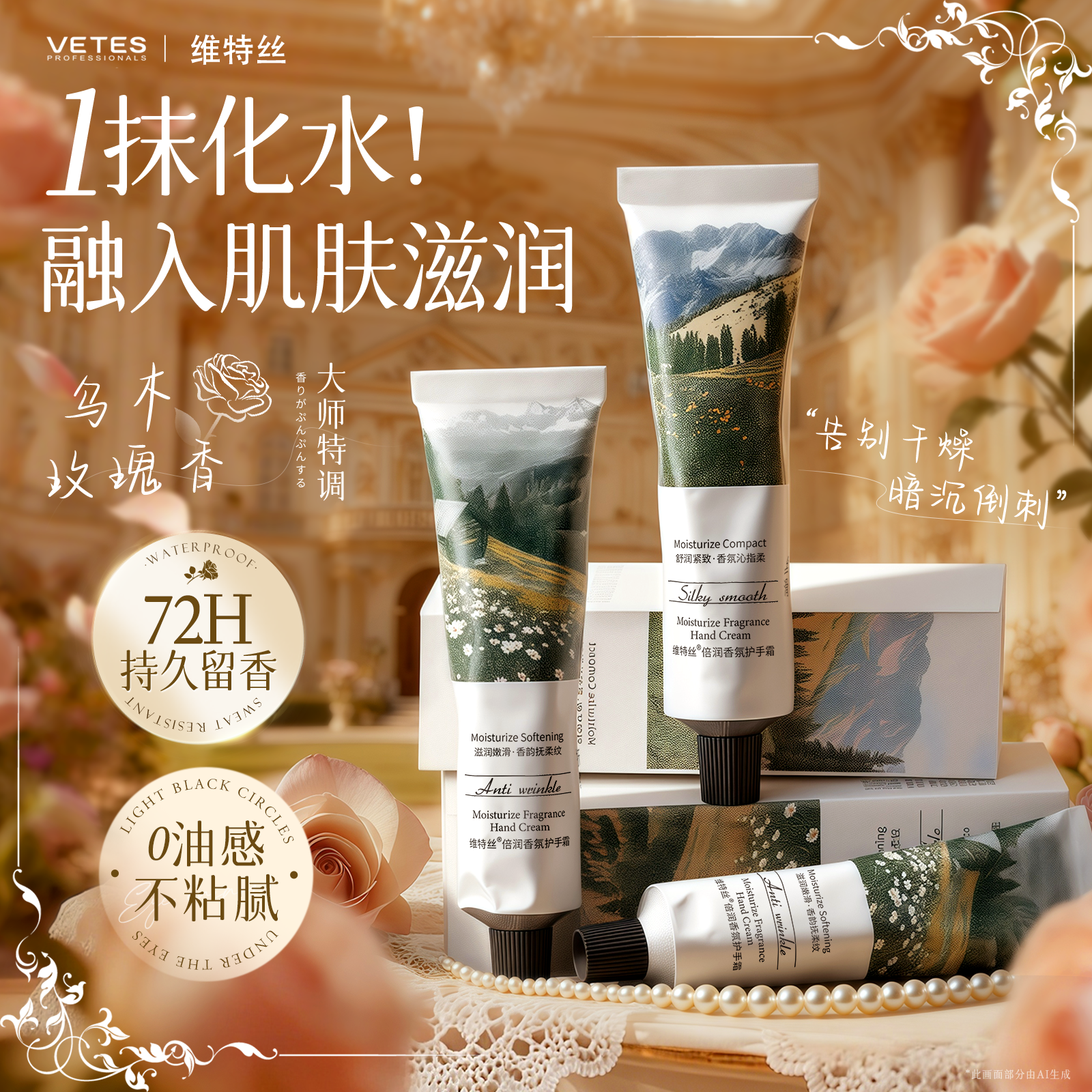 【持久留香】滋润香氛护手霜秋冬防干裂补水保湿紧致嫩滑女生手护理