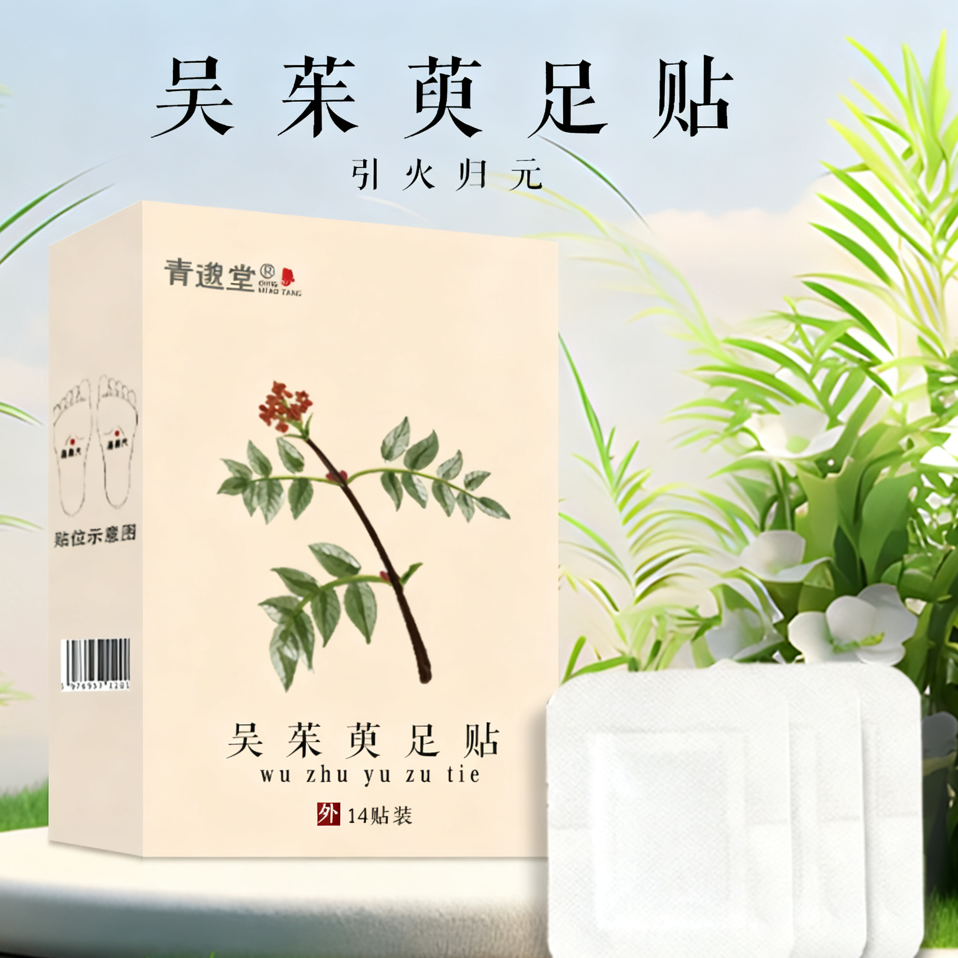 【2盒装】吴茱萸肉桂草本足贴上热下寒内调舒缓护理独立脚贴