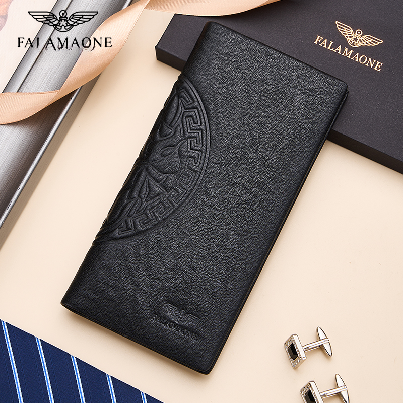 法莱阿玛尼男士长款钱包高档真皮轻奢时尚皮夹礼物生日礼物送男士