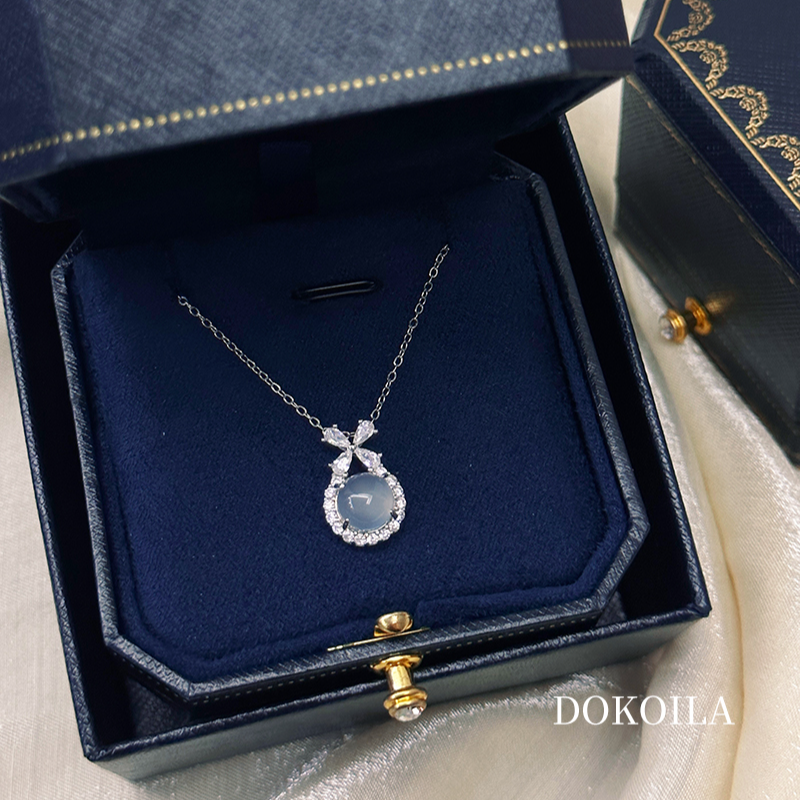 DOKOILA999足银玉髓蝴蝶结项链女温妮公主轻奢送闺蜜生日礼物