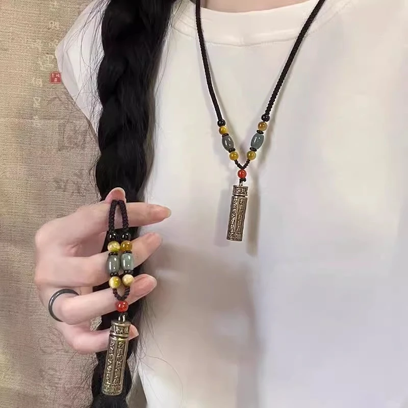 铜布艺项链 2025新款 新中式项链女可打开藏式复古手工编制锁骨链