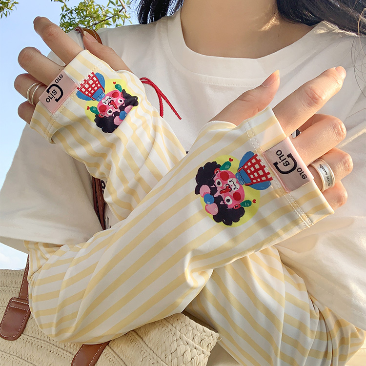 可爱冰丝防晒袖套女夏季防紫外线遮阳宽松冰袖2025新款骑行护手臂
