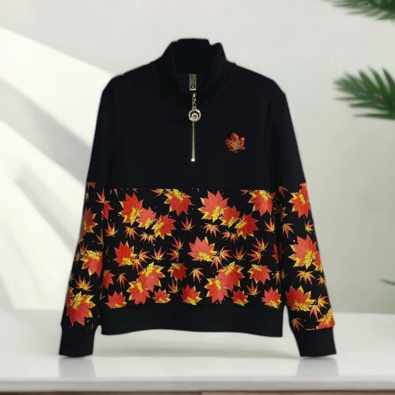 【枫影鎏金奢雅】常规款长袖中长款宽松卫衣连帽时尚秋冬高领春季