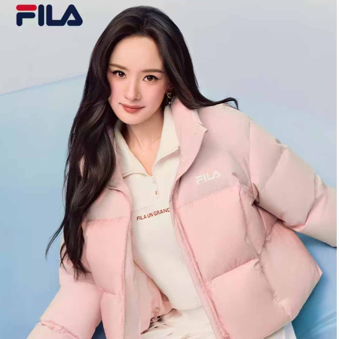 FILA斐乐女装杨幂同款2025冬款休闲宽松RGB多彩羽绒服F11W549915