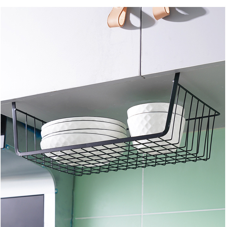 置物架免打孔厨房橱柜下挂篮多功能收纳挂篮下挂式收纳架置物架
