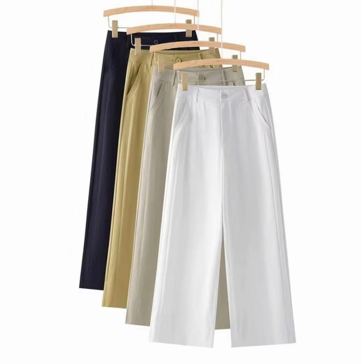 【超薄中空纱】夏季新款通勤休闲百搭高腰显瘦九分A版阔腿裤8896