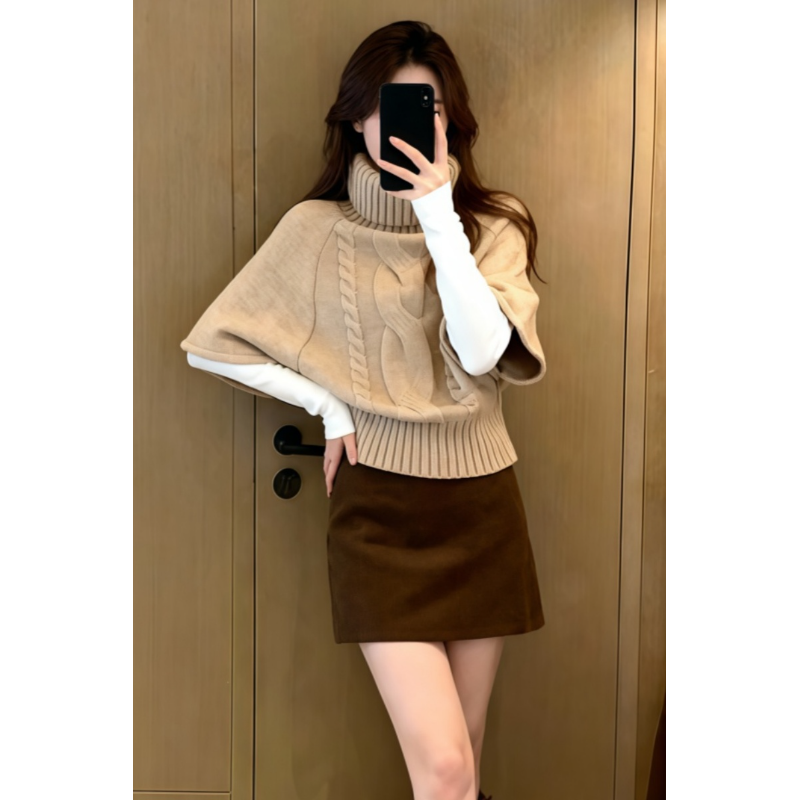 韩系巨好看穿搭一整套装2025年新款针织麻花高领套头毛衣女秋冬季