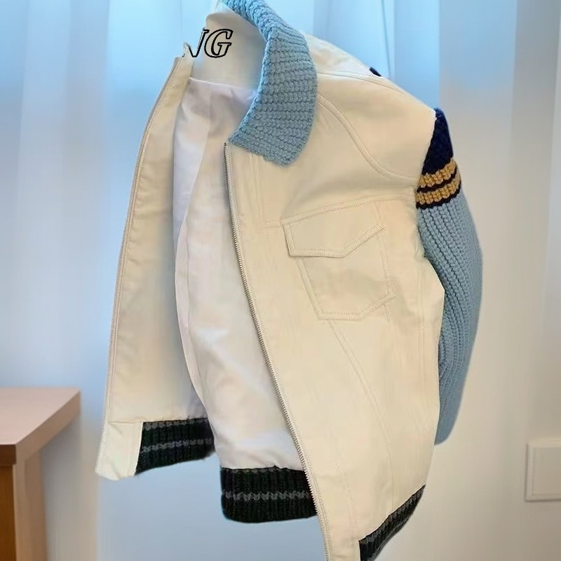 NYING原色复古几何长袖夹克宽松拼色上衣洋气潮流款秋冬必备外套