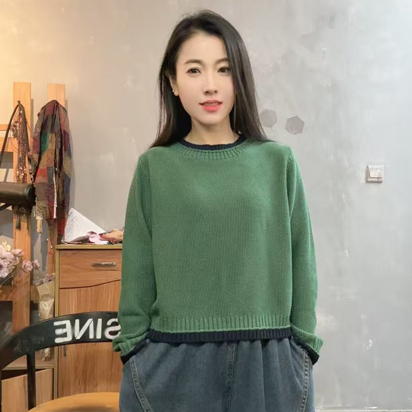 3678秋冬新款撞色洋气百搭针织套头衫（衣长50 胸围110左右）