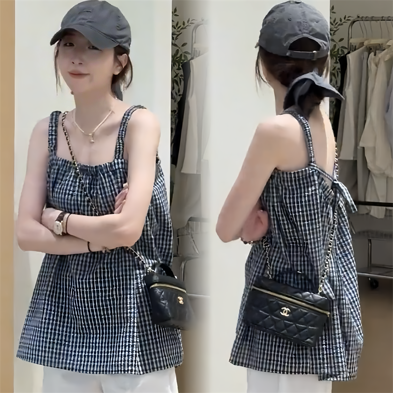 夏季泰式多巴胺蝴蝶结吊带背心女外穿小众甜辣妹时尚上衣2025新款