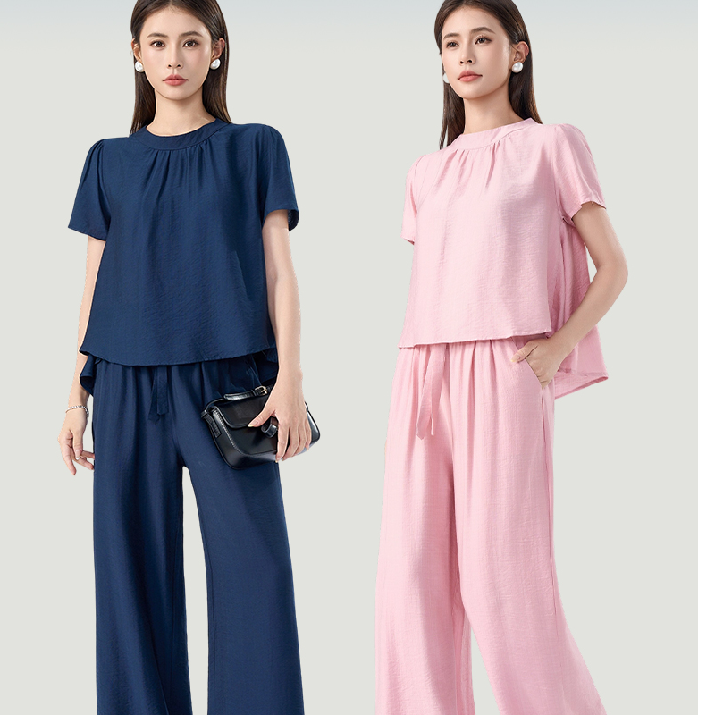 （换季了）X616法式时尚休闲套装夏季透气吸湿宽松干爽