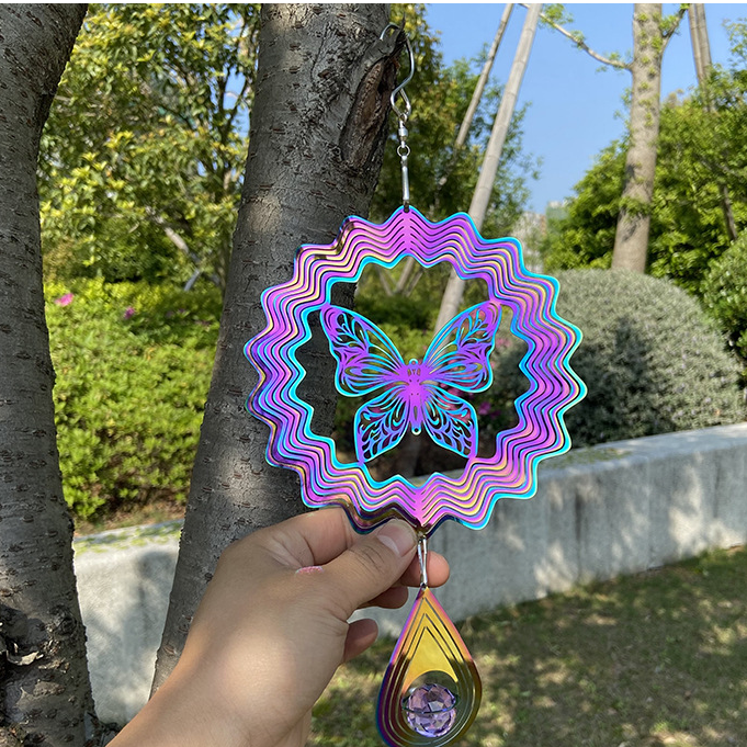 【视频款】曼陀罗风铃浪漫彩色炫彩旋转wind彩色挂件蜂鸟送朋友礼物