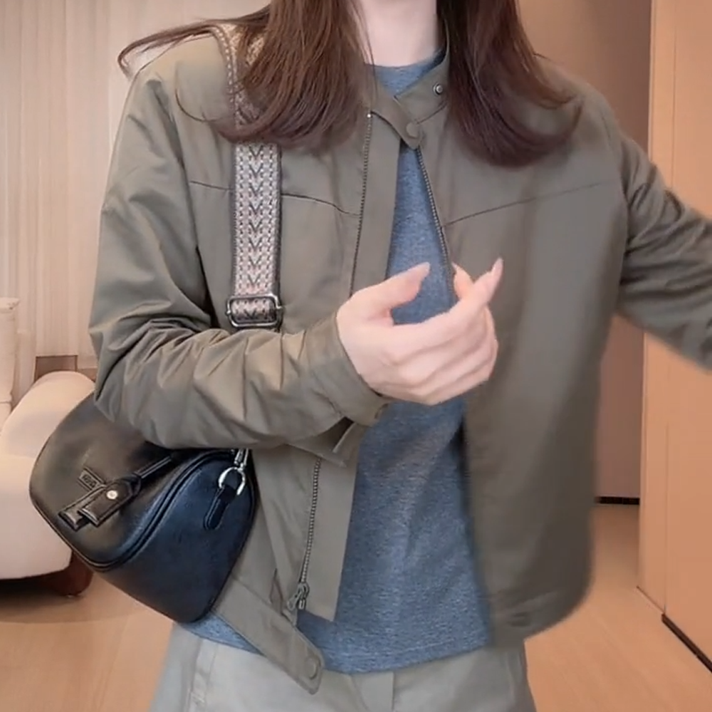 早秋防风韩版简约女夹克短外套女简约气质小短款上衣C6101