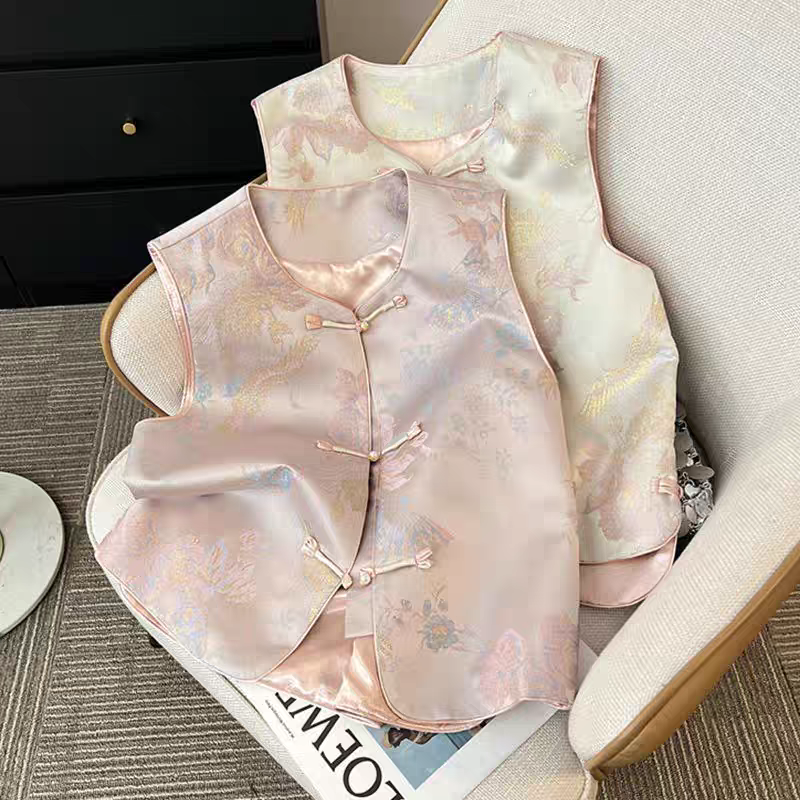 105-4新中式国风春款坎肩复古盘扣外搭马甲上衣