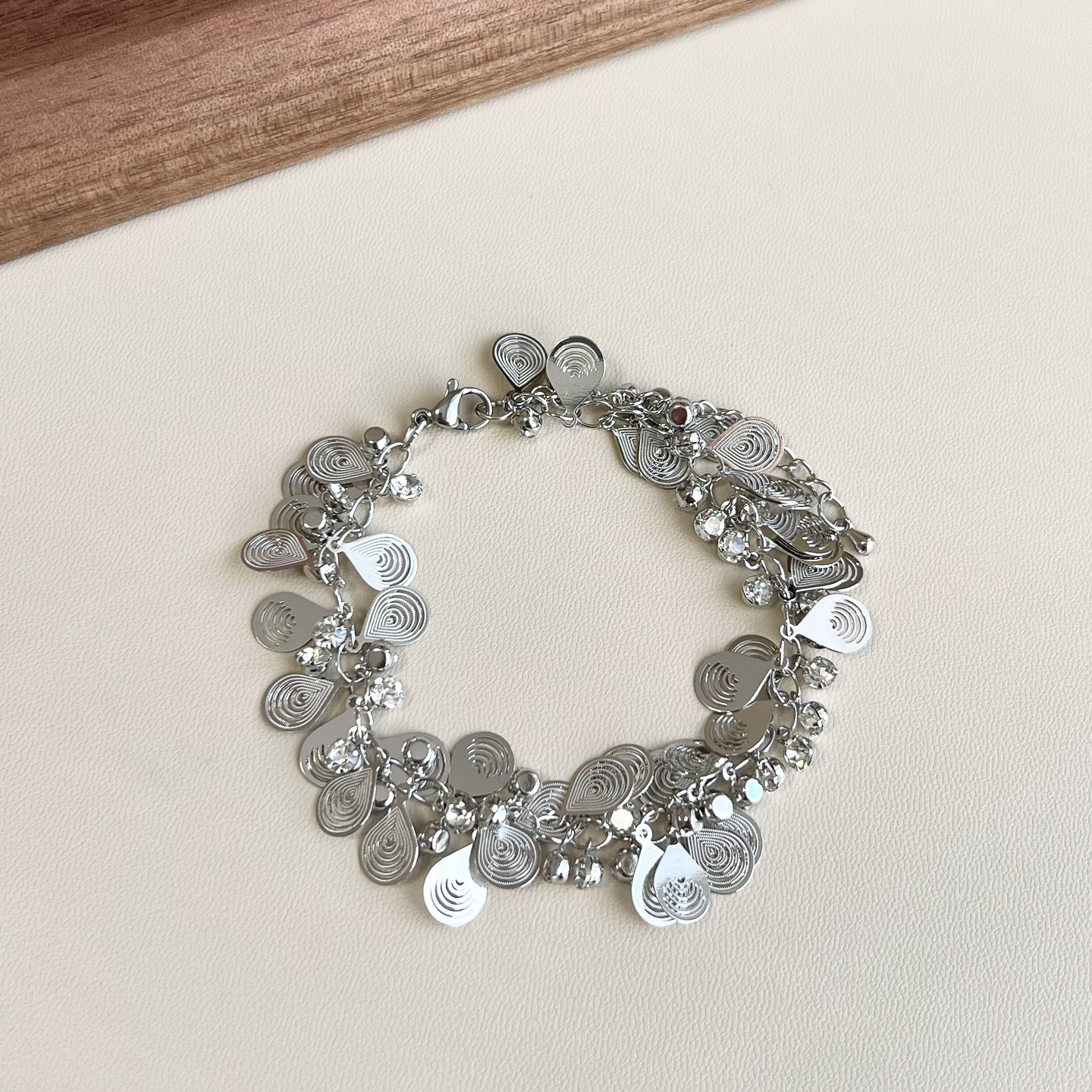 铜合金手链 中古vintage水滴流苏手链百搭波西米亚手环旅游度假