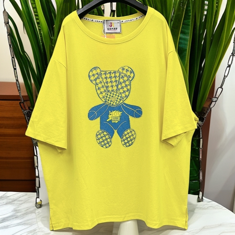 200-300斤 衣长82胸围160 钻熊开衩潮品大T恤