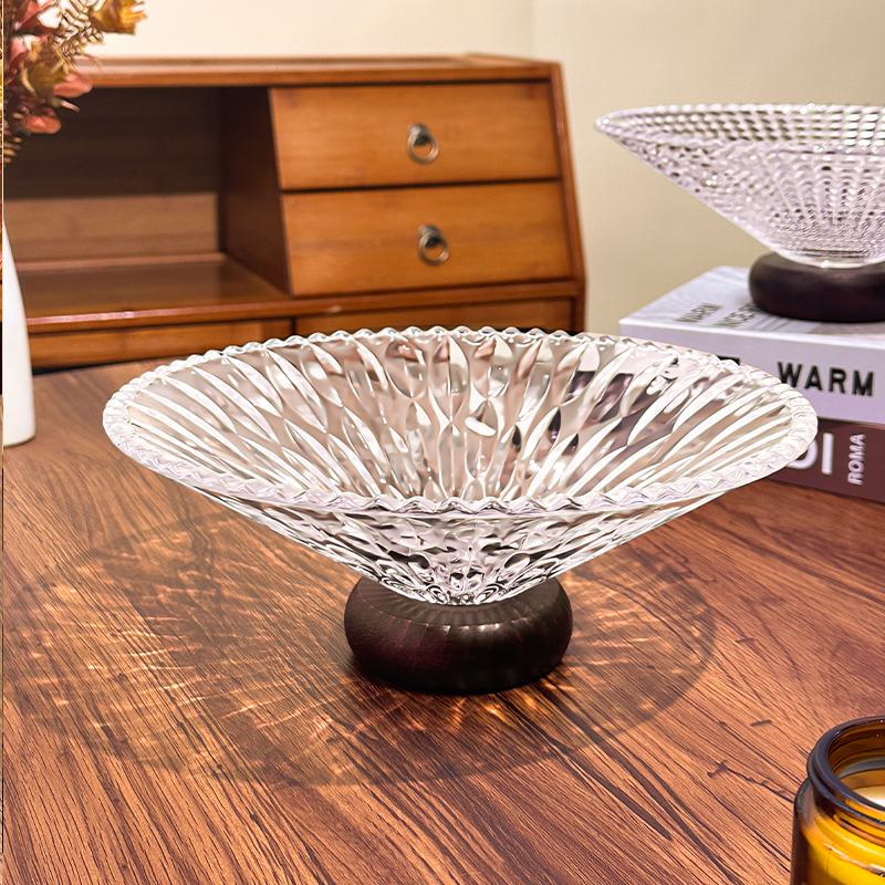 玻璃干果盘家用糖果盘零食收纳果篮茶几摆放高脚水果盘