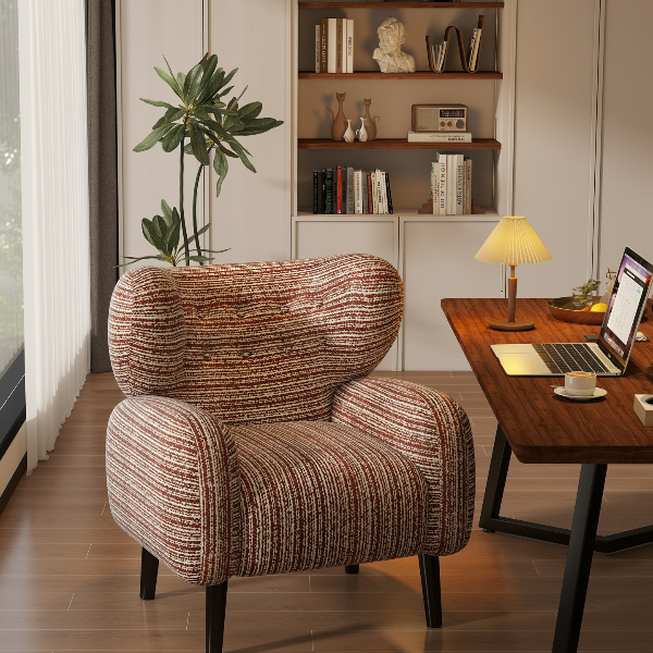 奶油风沙发椅家用舒服适久坐复古单人沙发卧室书房办公椅靠背坐椅