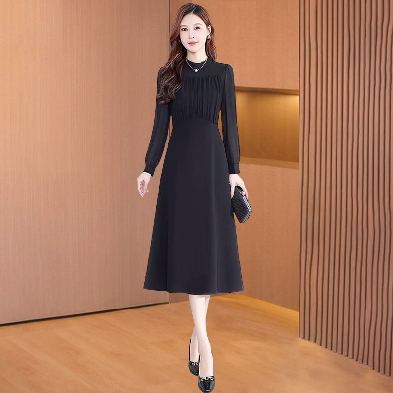 【莫瑞】长袖连衣裙女2025秋季新款气质高端十三行爆款妈妈礼服裙子
