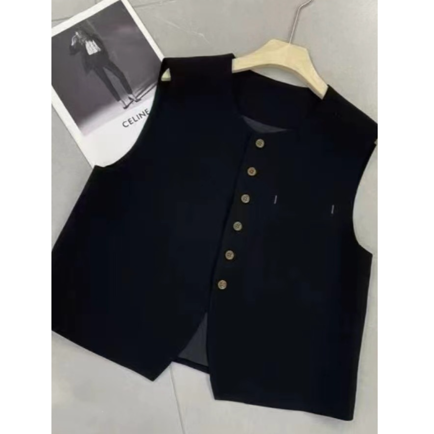 时尚撞色西装马甲秋新款设计感气质小香风1018