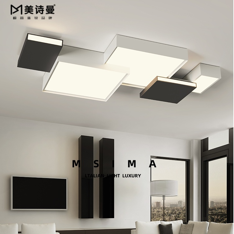家用客厅吸顶灯现代创意黑白大厅超薄大气简约卧室灯中山全屋灯具