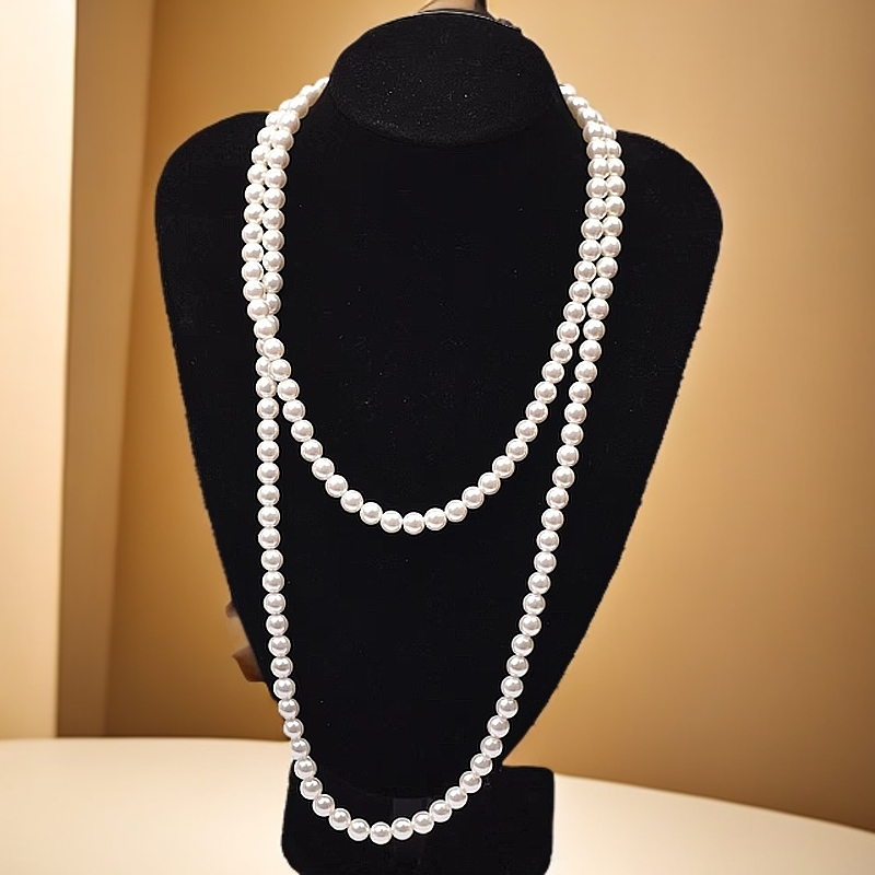 毛衣链贝壳珠腰链长款多层毛衣链搭旗袍天然淡水珍珠双层腰带皮带