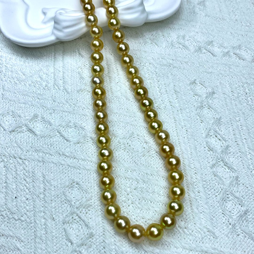 【限定孤品】海水珍珠南洋金珠珠串7-8mm稀缺熊猫尺寸浓金送人礼物