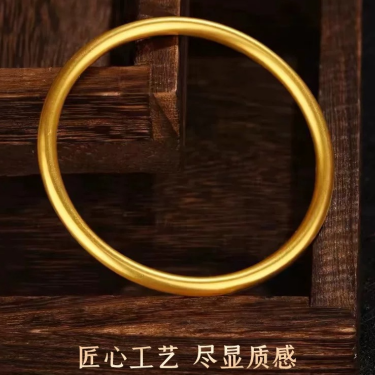 5N素圈手镯女新中式复古古法实心手环高级感首饰经典