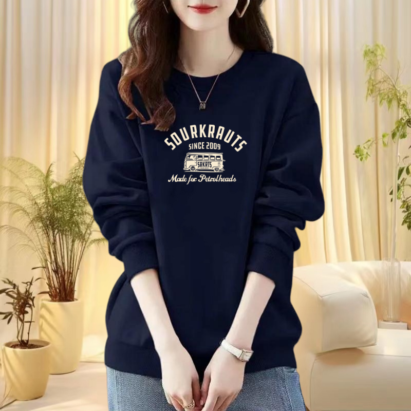 胖mm韩版时尚大码百搭卫衣女春秋冬季宽松外套潮休闲圆领加绒上衣