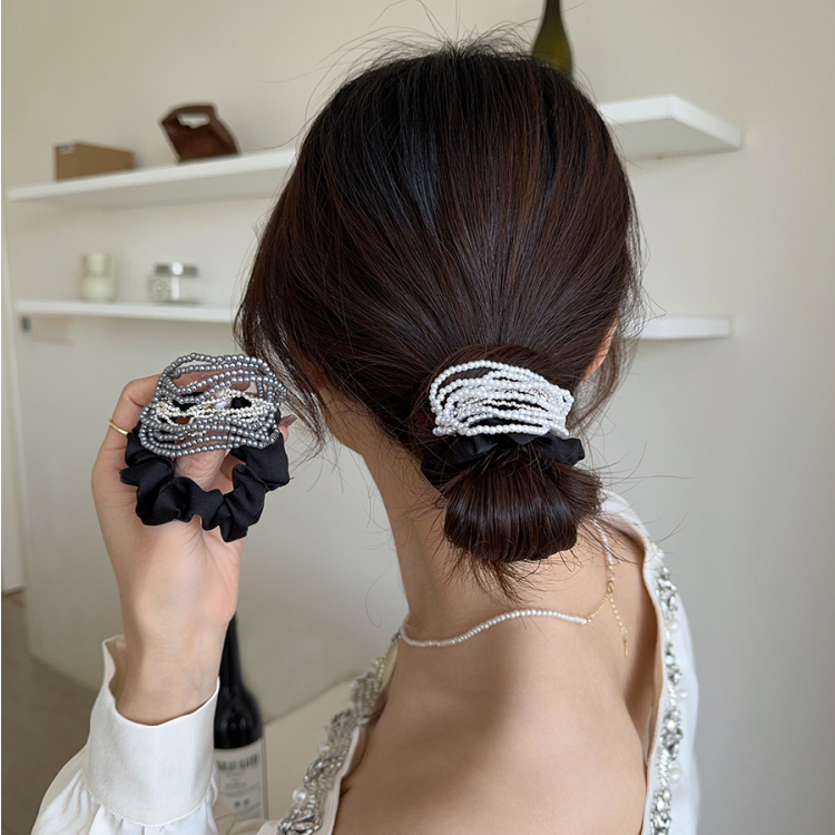 气质精致串珠丸子头发圈网红2025新款高级感马尾皮筋女扎头绳发绳