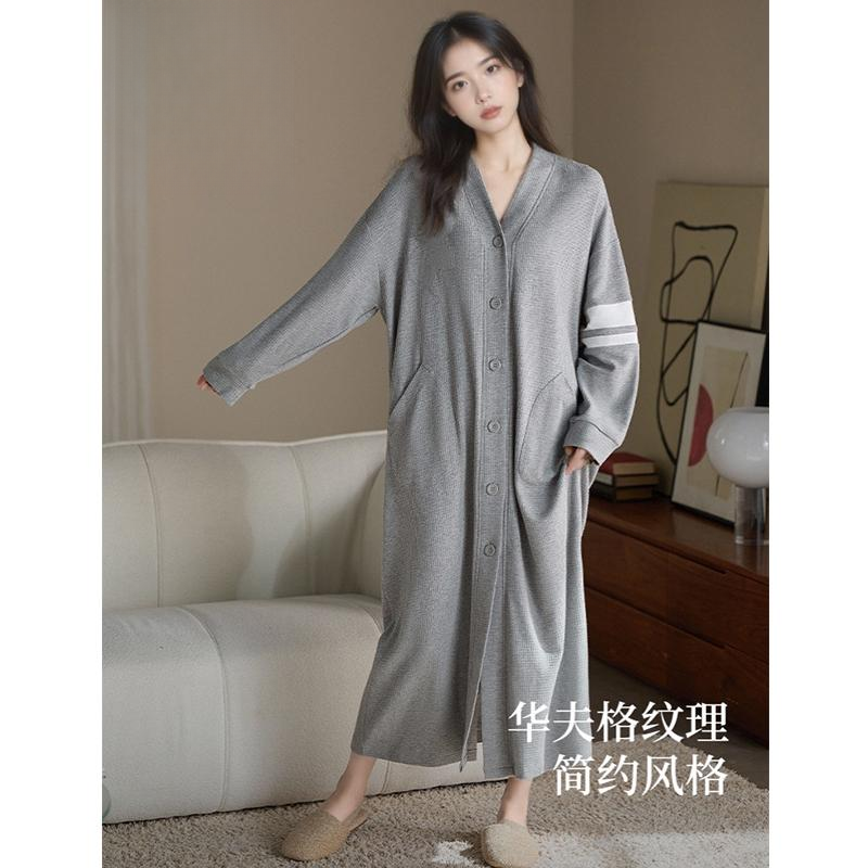 高颜值女士睡裙春秋季高级感睡衣长款睡袍大码浴袍长裙大码家居服