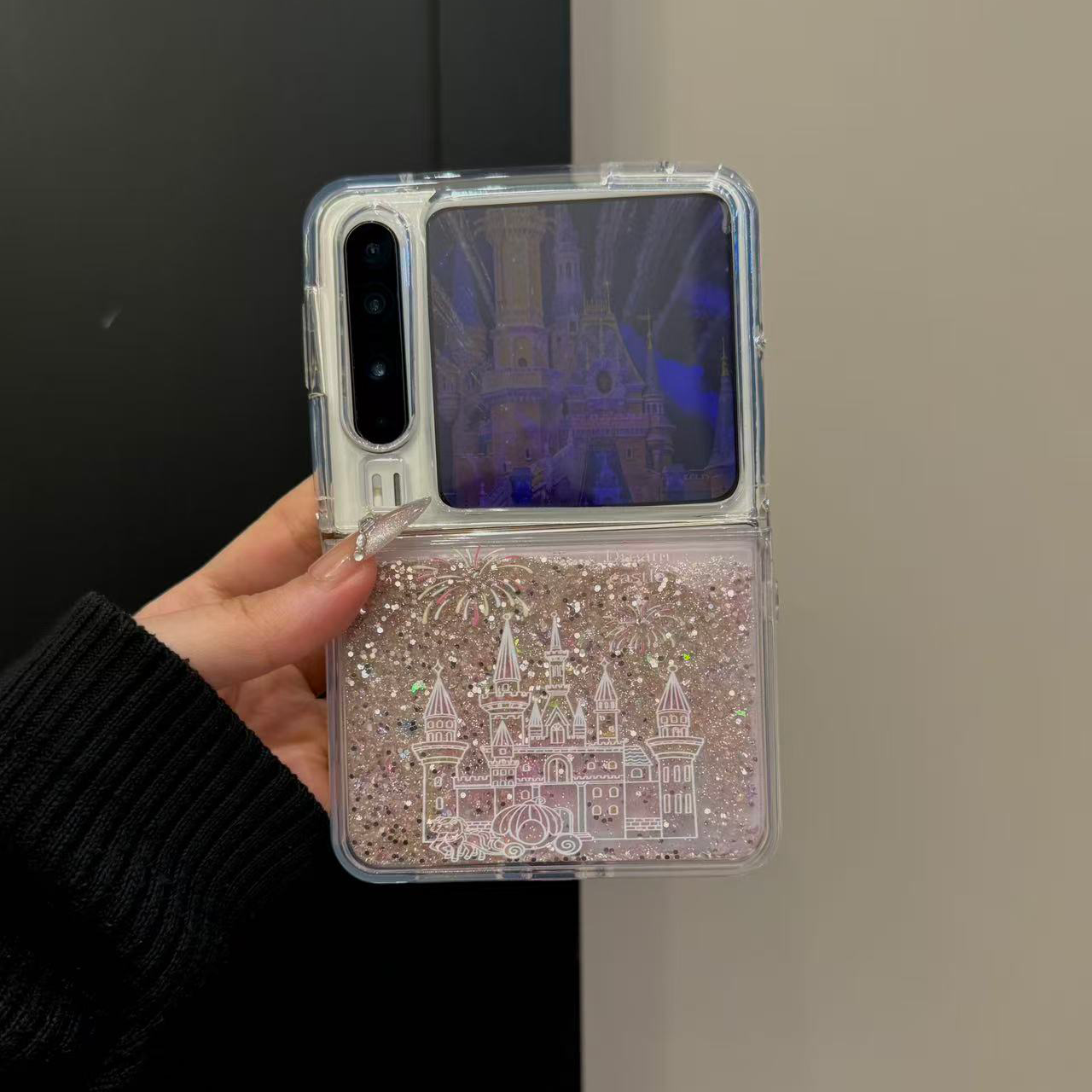 适用华为PuraX典藏版折叠屏手机壳闪粉流沙城堡烟花purax防摔女款