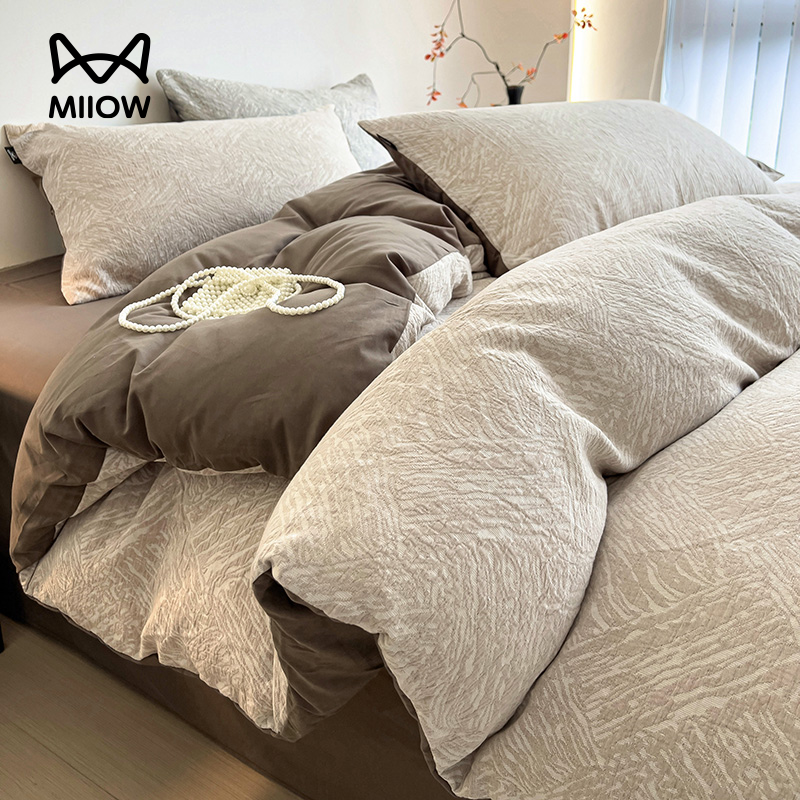 猫人磨毛床上四件套纯棉全棉2025新款加厚学生宿舍床单被套三件套