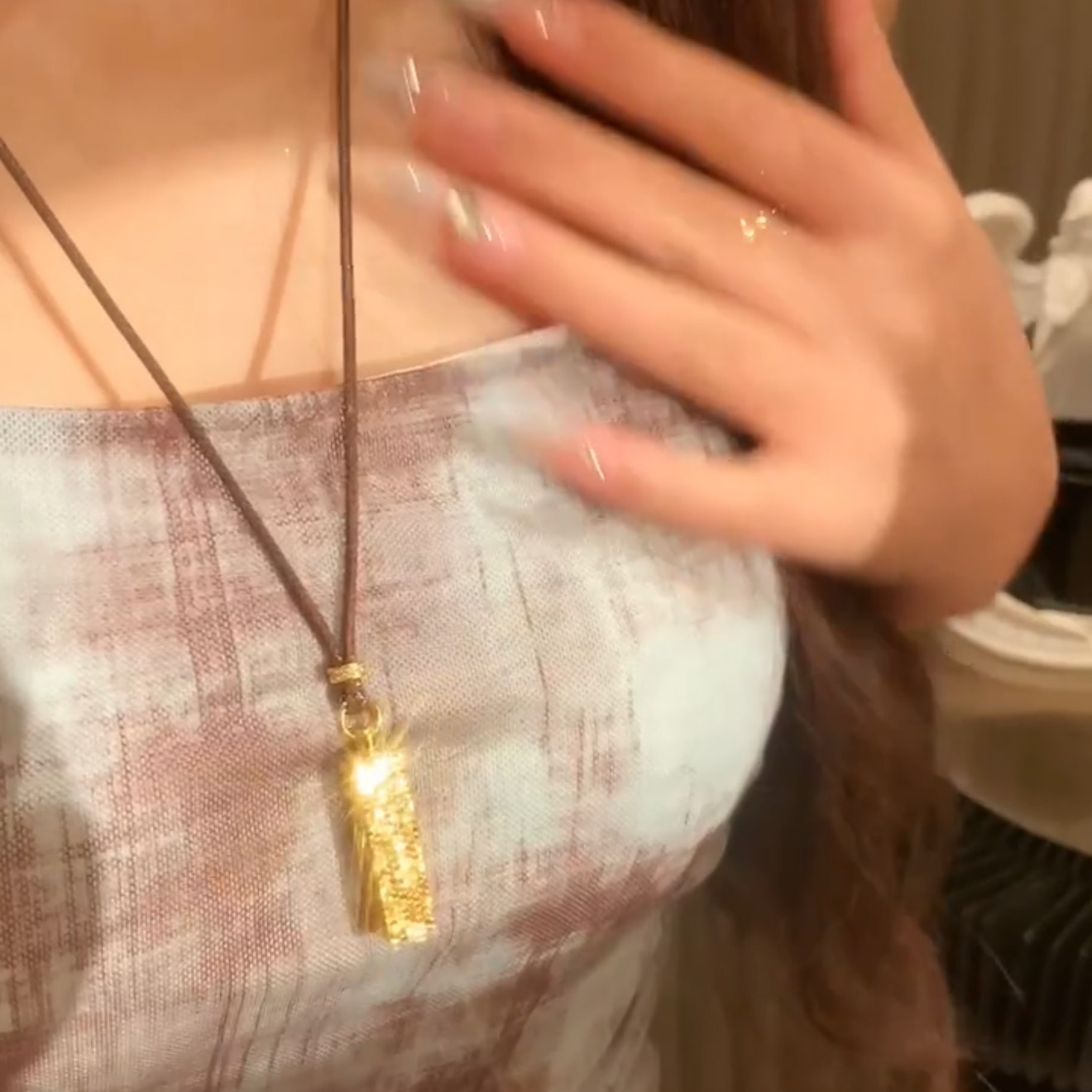 铜合金吊坠 碎碎冰项链四方来财吊坠实心小金四方来财碎碎冰吊坠