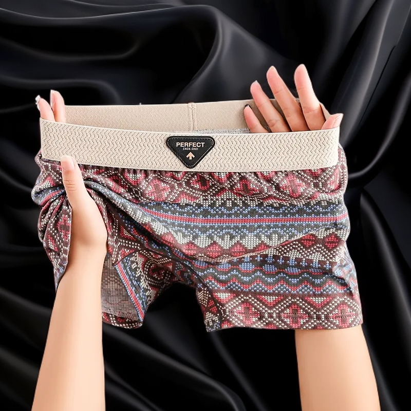 国潮复古内裤女2025新款爆款抗菌裆平角裤民族风透气中腰女士短裤