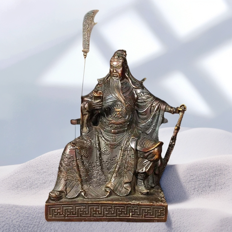 纯铜武财神坐关公佛像摆件