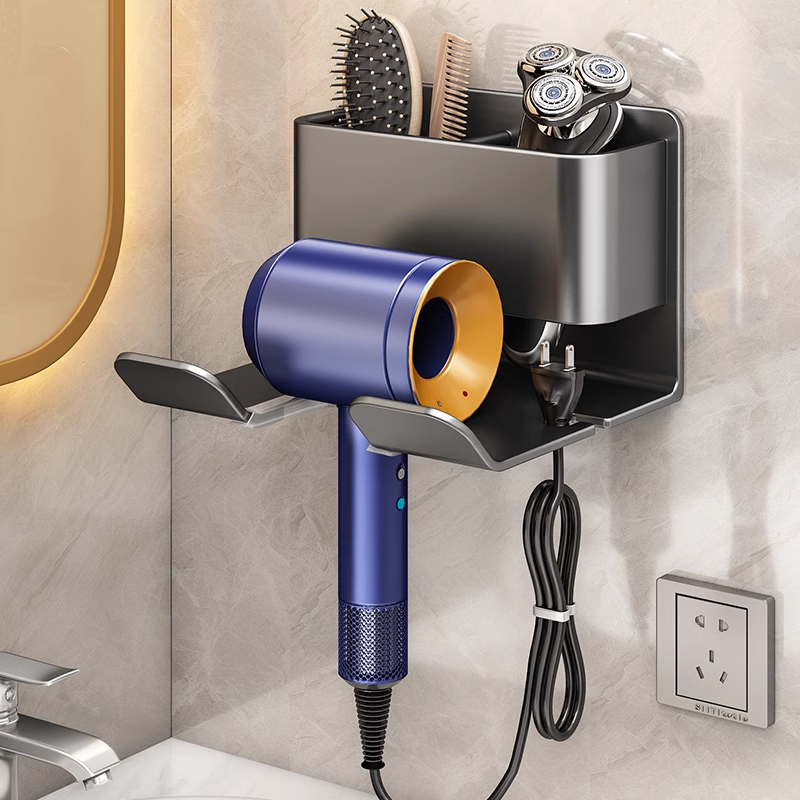 【吹风机置物架】免打孔卫生间电吹风挂架浴室壁挂式风筒支架收纳
