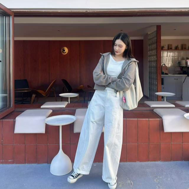 【弯刀阔腿裤】秋季遮肉休闲松弛感弯刀裤-5709