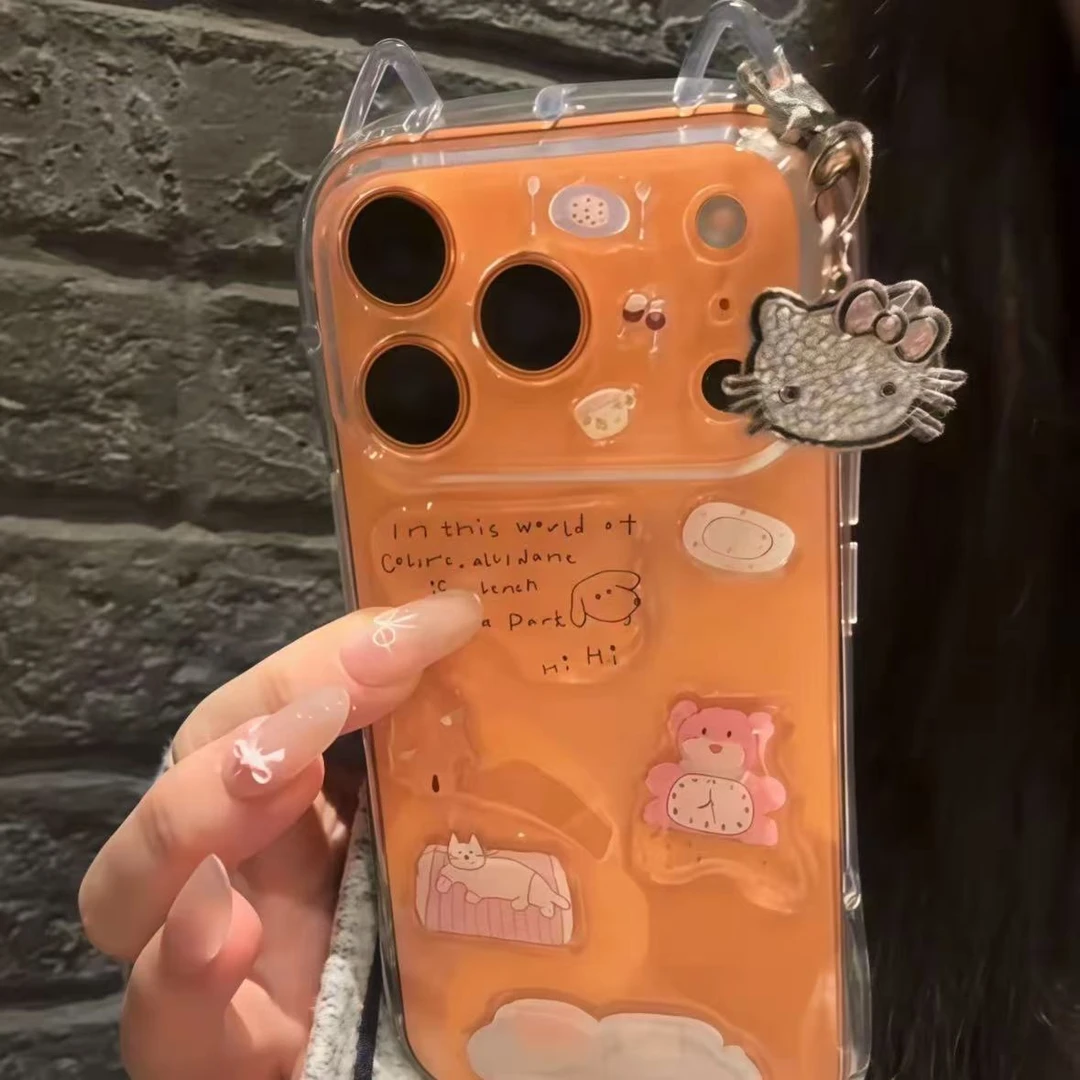 小蛮腰透明猫壳适用苹果iPhone17手机壳16/15/13pro/11全包女款壳
