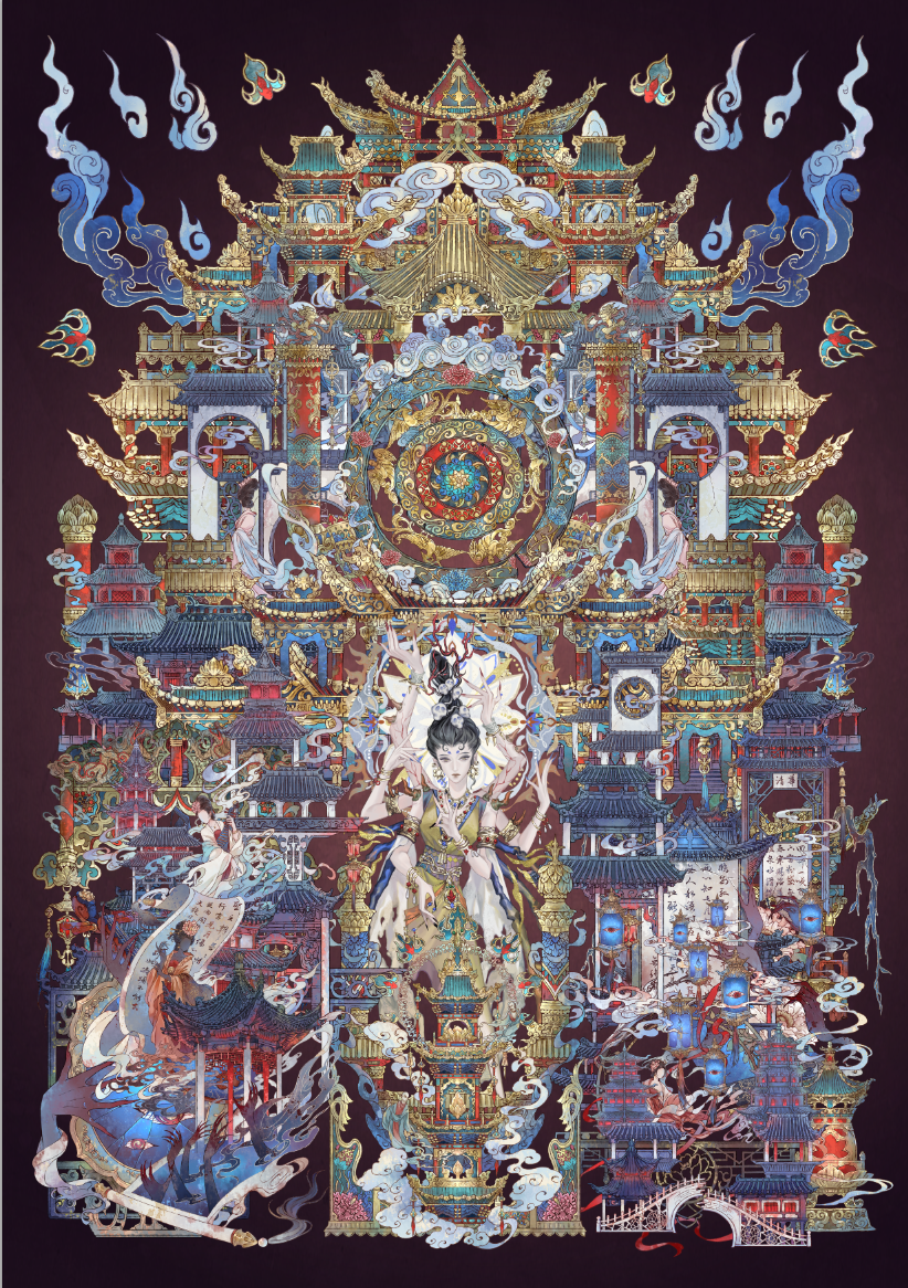 沐瑶 · 李富贵贝壳光2.0雷音寺造景贴纸微缩场景国风DIY贴画