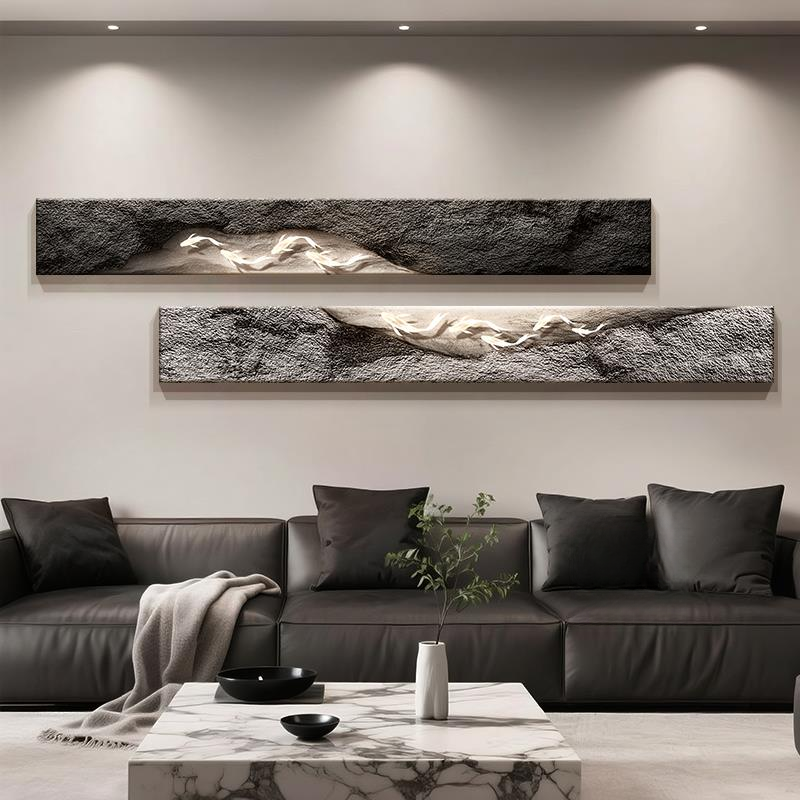 轻奢高级感客厅装饰画九鱼图沙发背景墙挂画2025新款抽象二联壁画