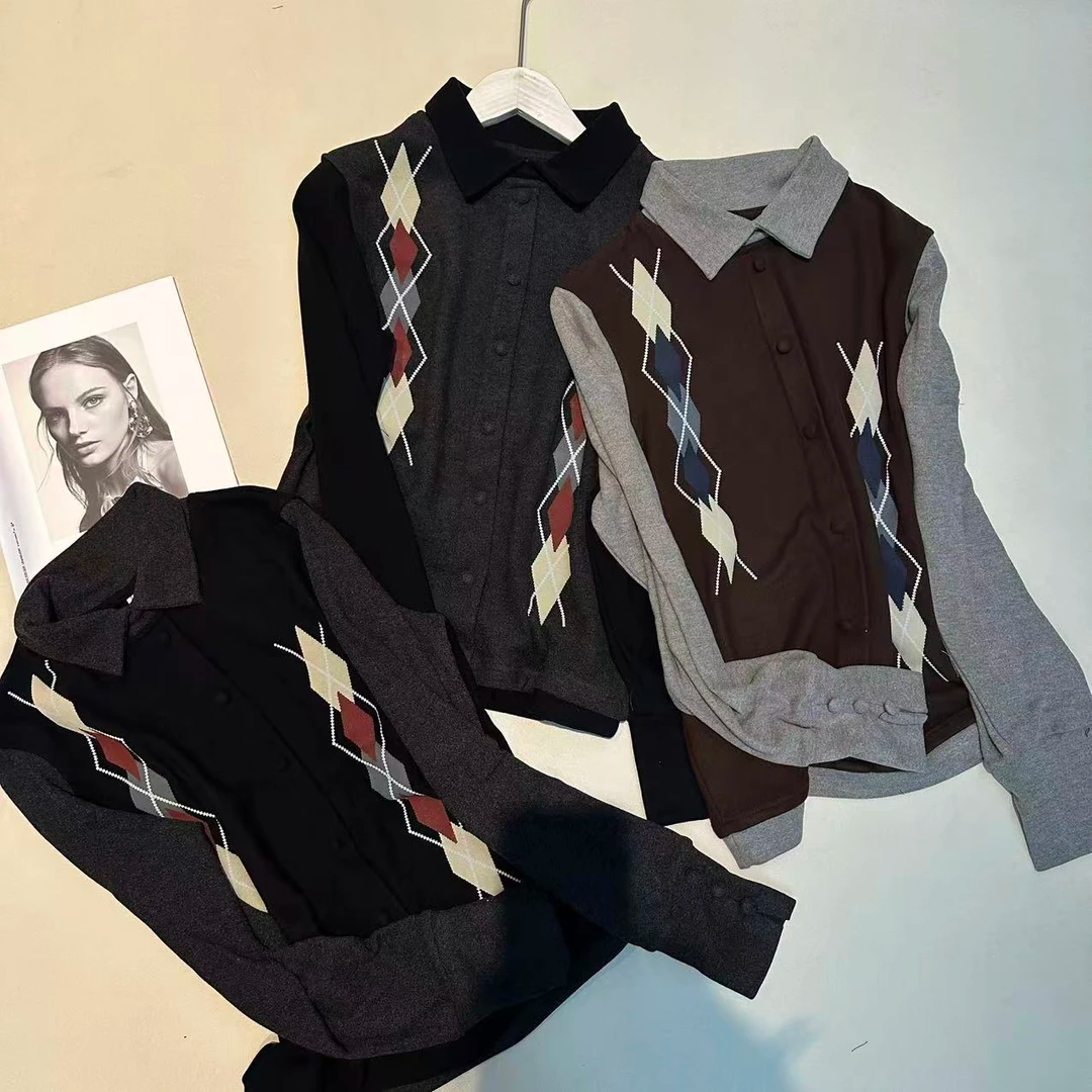 《姚家优麦汇》Y7268冬款双面绒翻领设计感百搭长袖显瘦上衣款女