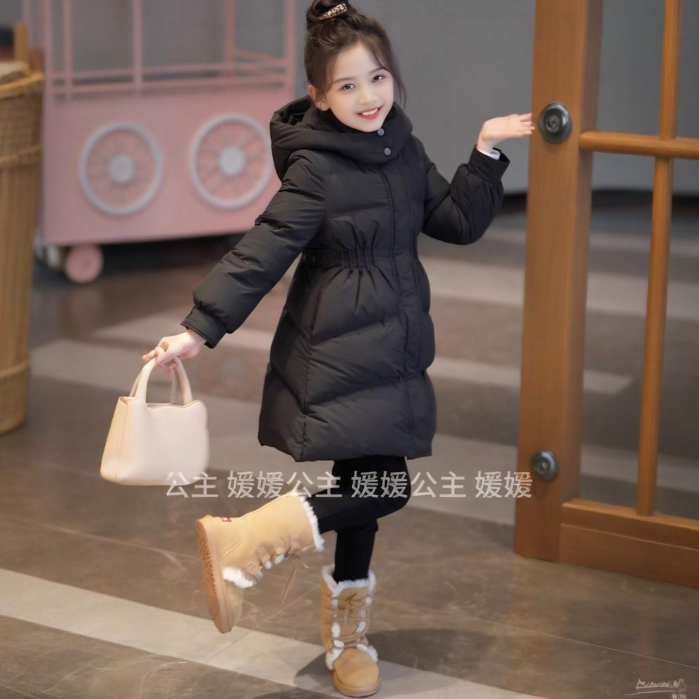 媛媛公主【极寒系列，90绒】冬季新品女童加暖连帽羽绒服15215Q074