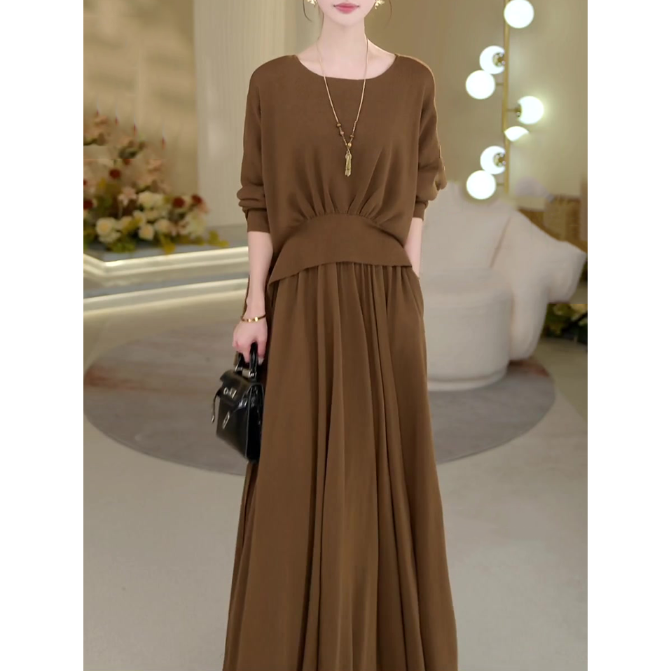 设计感时尚韩版套装女2025秋季新款轻奢系带收腰显瘦上衣+半身裙