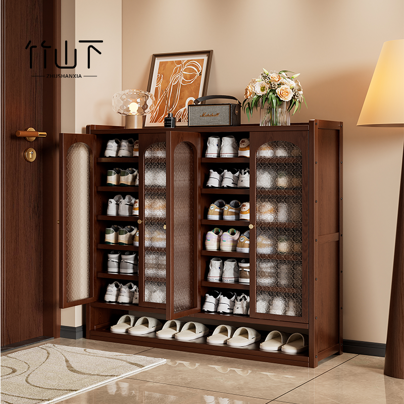 实木鞋柜2025最新款大气上档次靠墙一体柜鞋架子多层家用结实耐用
