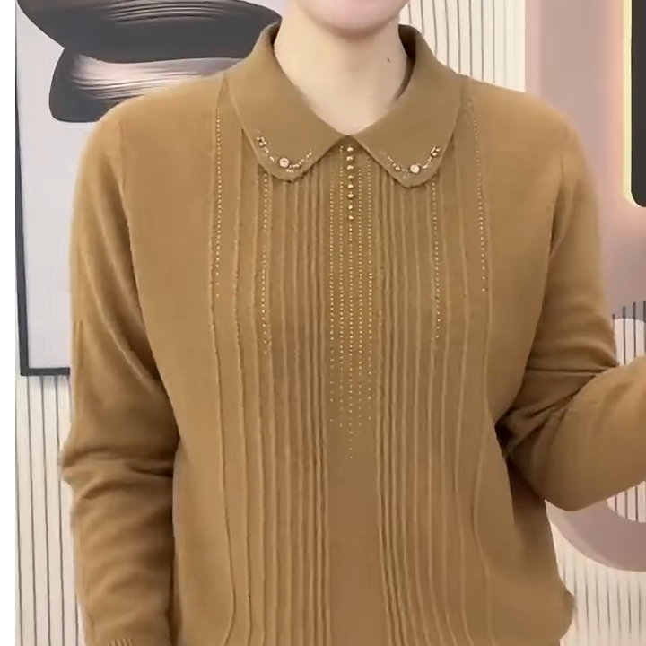 毛衣针织衫拼接套头中老年妈妈装2025新款秋冬款百搭减龄打底衫女