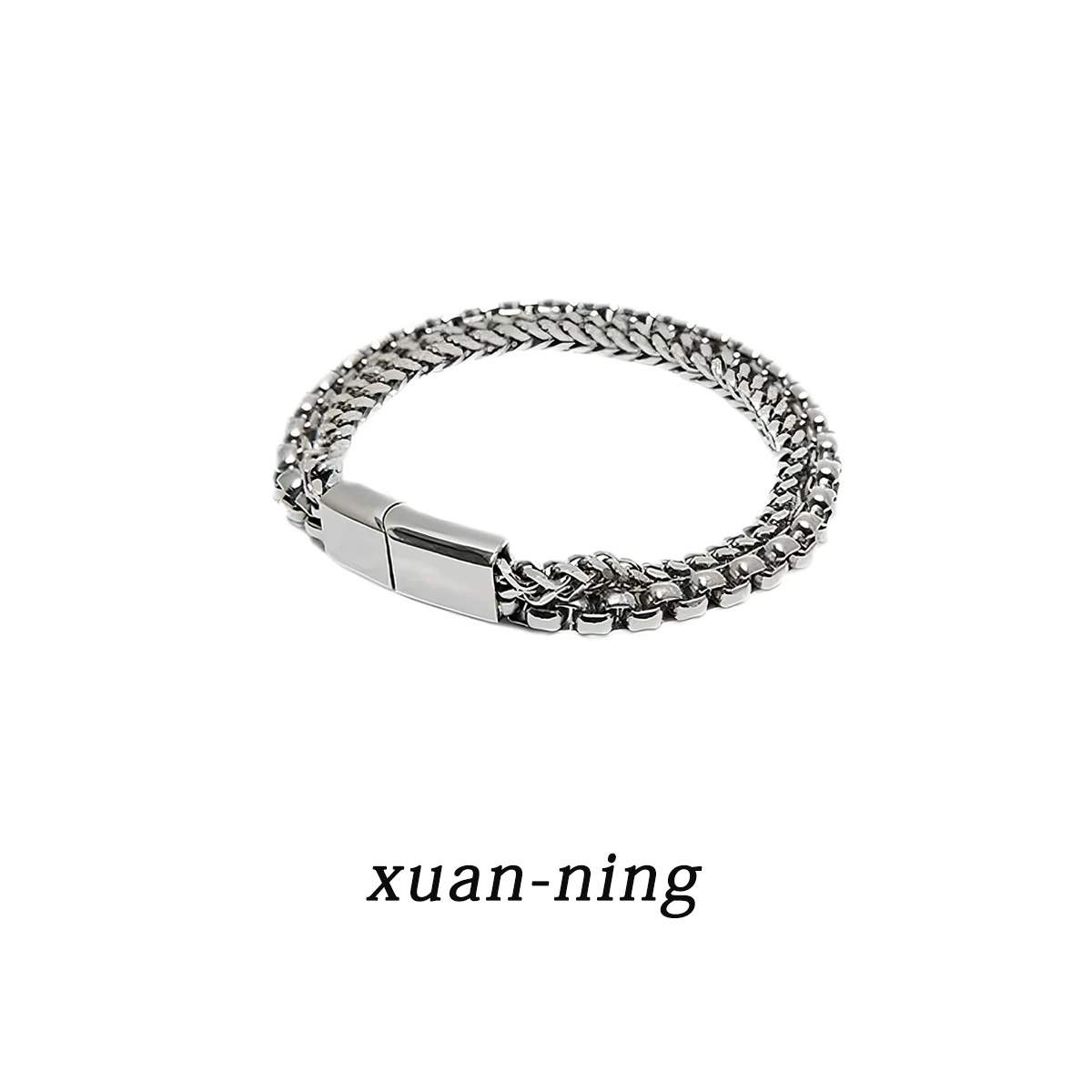 钛钢手链 不掉色极简小众手链男生嘻哈双层潮流手链送男朋友