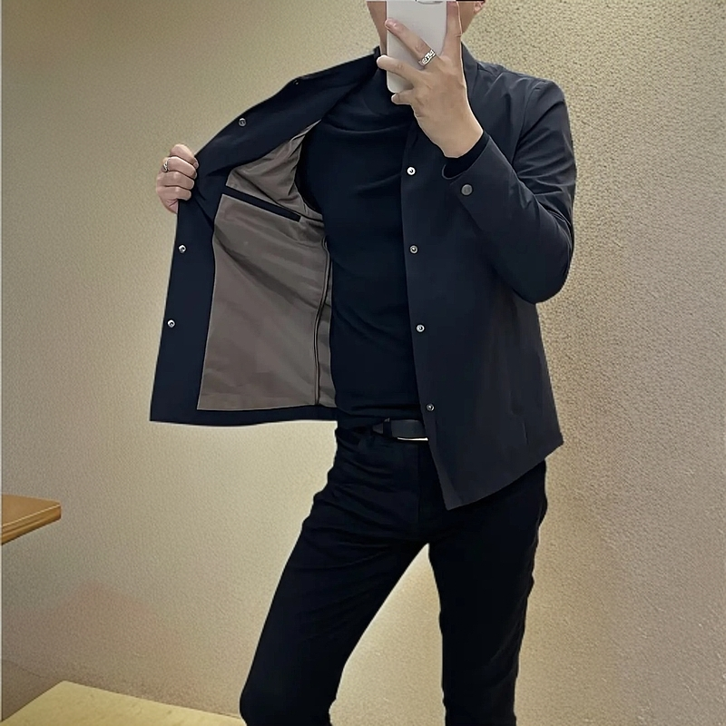 男士春季时尚韩版休闲夹克外套经典百搭舒适翻领短款修身潮流外套